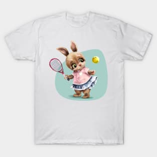 Cute little bunny. Tennis player T-Shirt